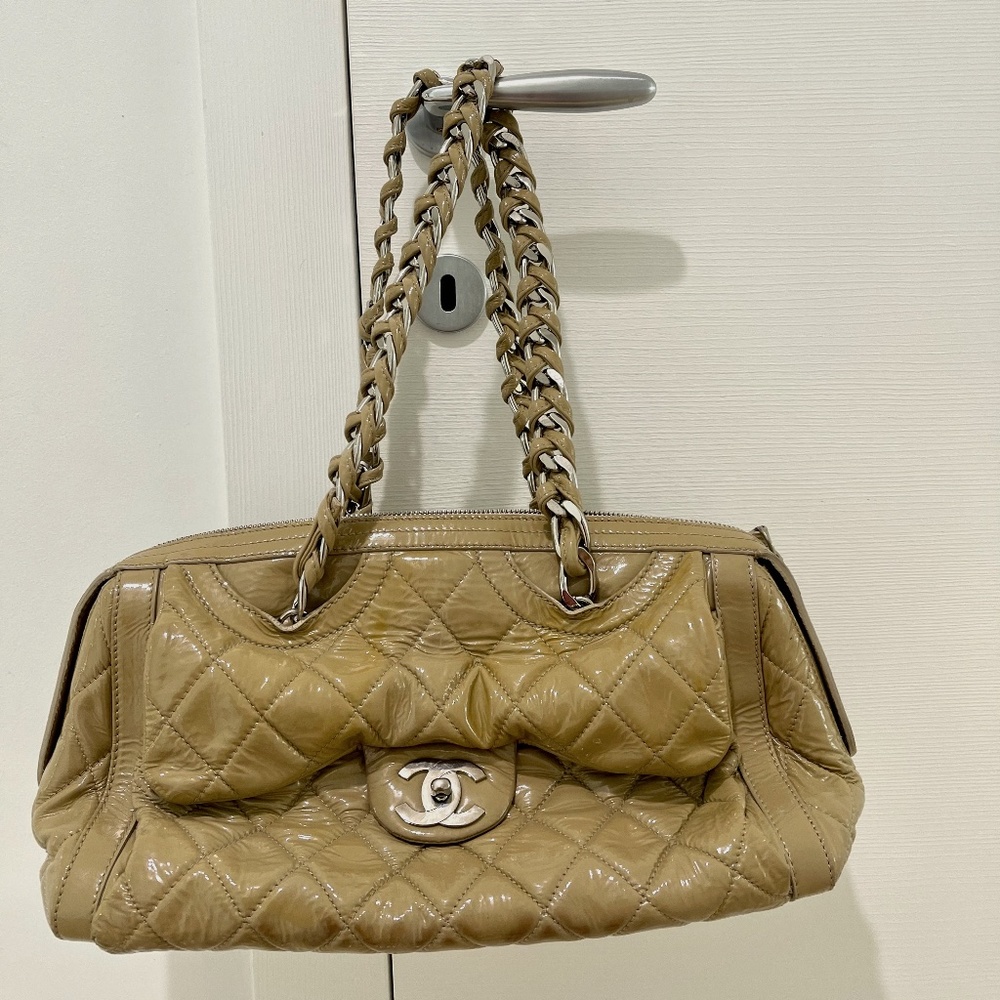 Chanel Tan Patent Leather Bag
